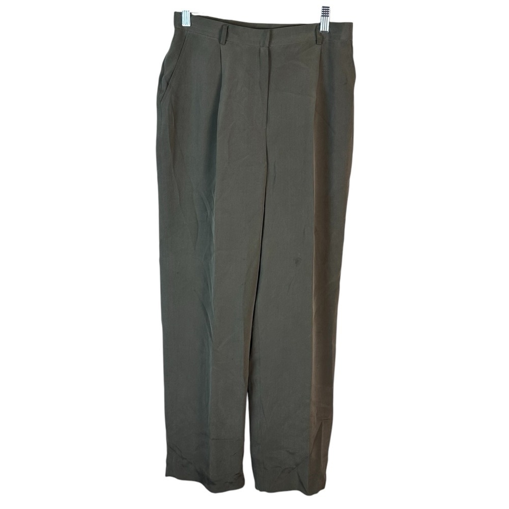 Vintage Jones New York Green 100% Silk High Waisted Dress Pants Size 8